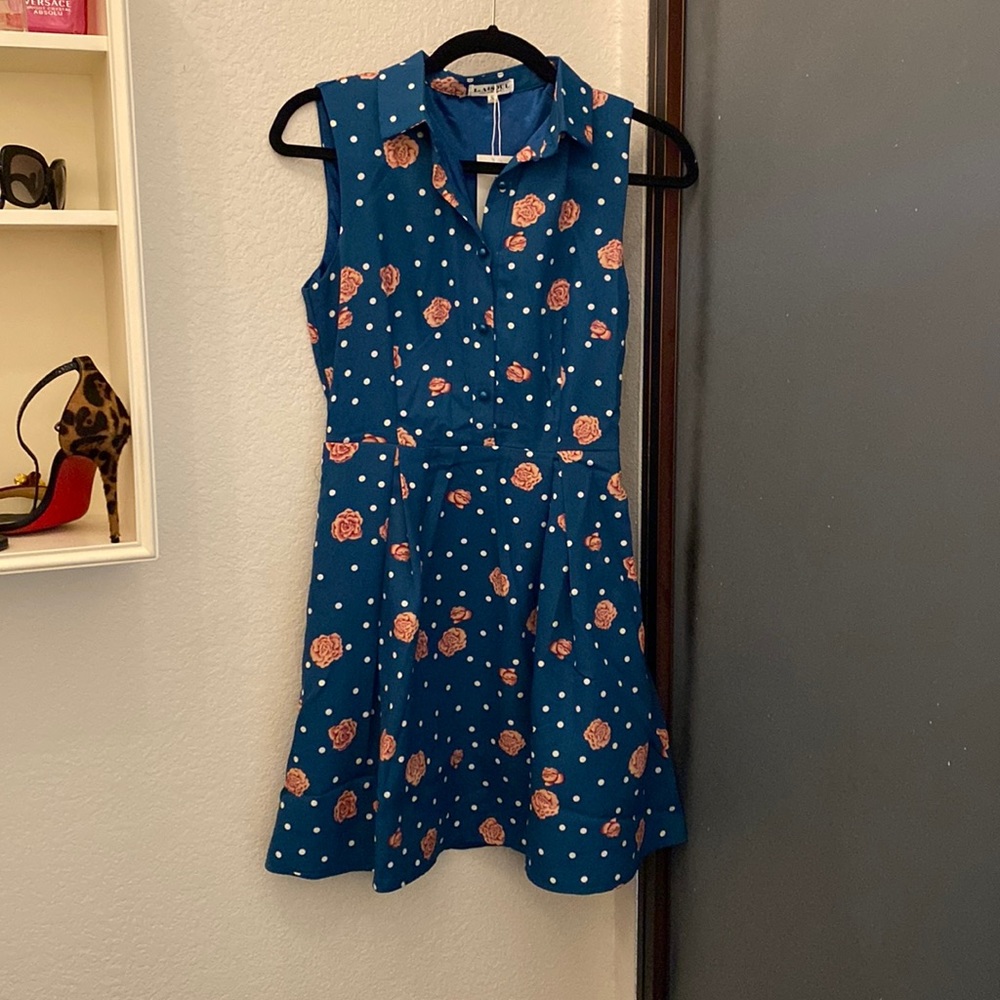 Blue floral sleeveless dress from Unique Vintage